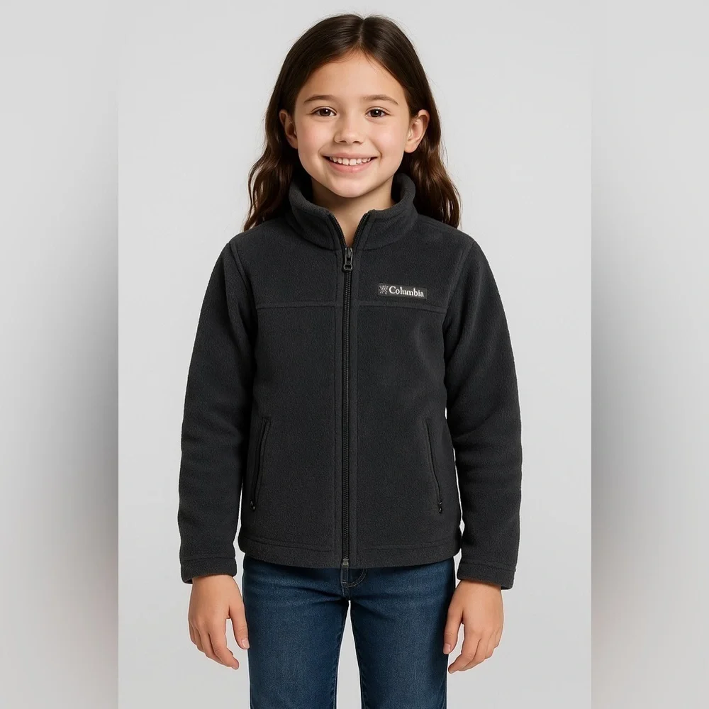Columbia Youth Fleece Jacket Gray Full Zip XS (6/7)
